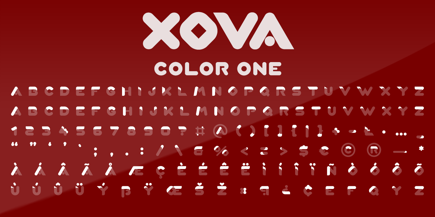 Пример шрифта Xova Layered COLOR FOUR